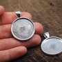 Baza pandant rotund argintie - interior 25 mm