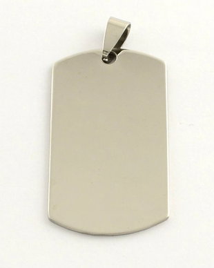 Pandantiv placa dreptunghiulara, otel inoxidabil, 43x24x1mm