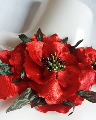 Brosa/Aplicatie pentru rochie/Flori textile