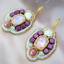 "Lady" - Cercei statement, broderie cristale si perle