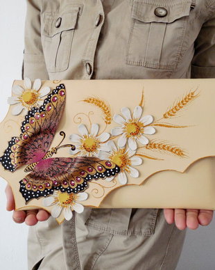 poseta plic handmade unicat din piele - Summer Ambassador