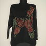ZARA - Pulover nou, din bumbac, cu cusaturi florale colorate