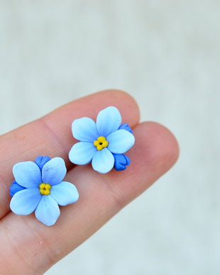 Floare de nu ma uita- Cercei martisor