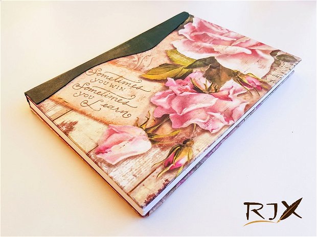 Jurnal Trandafir roz - jurnal cu coperta tare și cotor din piele