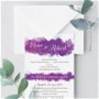Invitatie nunta Watercolor, invitatie violet, invitatie moderna