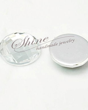 Cabochon argintiu acril, 6x3mm