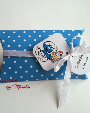 Cutie marturii botez cu  Strumfi