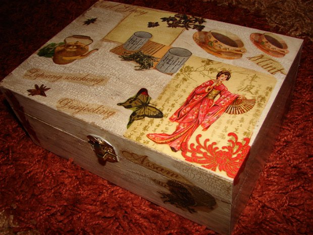 Cutie din lemn pentru plicuri de ceai cu 6 comparimente- 5803