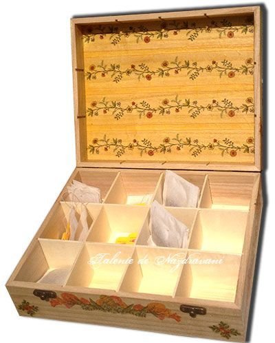 Cutie din lemn pentru plicuri de ceai cu 4 comparimente- 3272