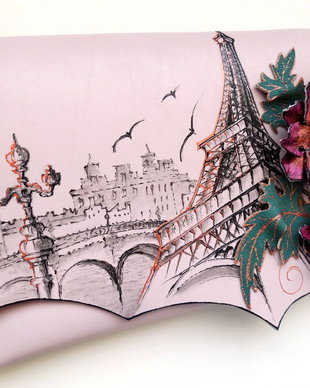 poseta plic handmade unicat din piele - Paris