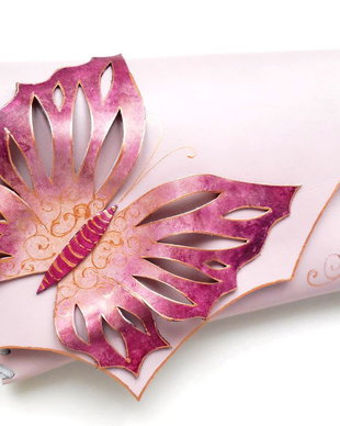 poseta plic handmade unicat din piele - Spider Butterfly