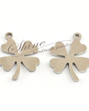 Charm trifoi INOX,  13x9.5x0.5mm