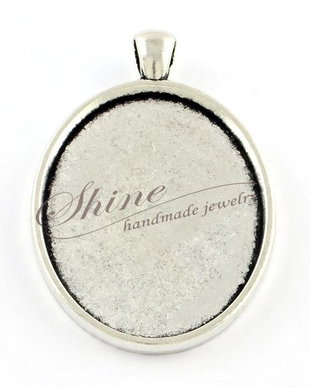 Baza cabochon argintie, 40x30mm interior