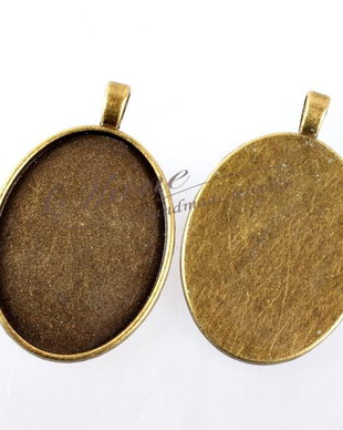 Baza ovala de cabochon, bronz antichizat, 40x30mm
