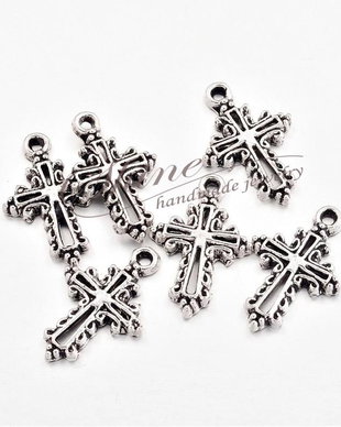 Charm cruce, argintiu antichizat, 20x14x2mm