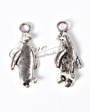 Charm pinguin, argintiu antichizat