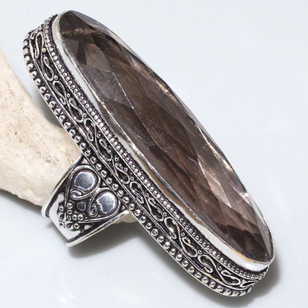 Inel smoky quartz