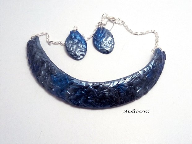 Blue set bijuterii din lut polimeric