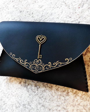 poseta plic handmade unicat din piele - Clasic