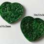 K0002 - (2buc) Pandantiv / charms, inima,  jad verde