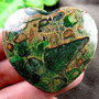 K0004 - Pandantiv, sediment marin, inima, verde cafeniu, 46x41x7mm