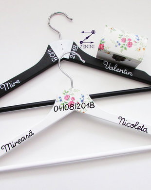 Set umerase miri personalizate si cutiuta verighete, cu flori multicolore