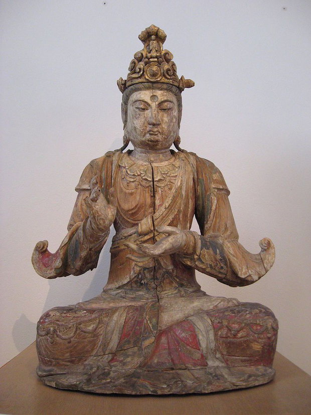 K0007 - Pandantiv, compozit tridacna, Guanyin, ideograma fook, 58x38x7mm