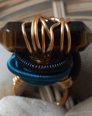 Inel din sarma gilt si o bagheta din ochi de tigru - good luck and prosperity