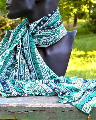 Esarfa VERDE CU IMPRIMEU BOHO-CHIC