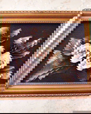 tablou cu flori din piele