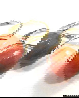 Cercei portocalii din jad si argint 925 - CE296.10 - Cercei casual delicati, cercei eleganti pietre semipretioase, cadou romantic 8 Martie