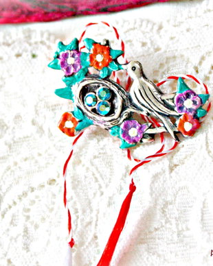 Brosa Cuib de pasare cu cristale Swarovski