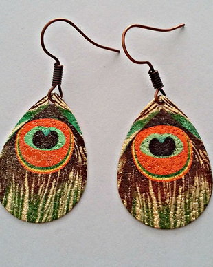 Cercei emailati peacock