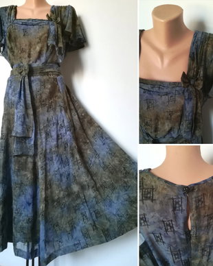 Rochie voal gri albastru bej