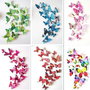 K0060 - (12buc) Fluturi decorativi din plastic / PVC, 3D, cu magnet, 4-12mm