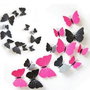 K0061 - (12buc) Fluturi decorativi din plastic / PVC, 3D, cu magnet, 4-12mm
