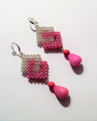 Cercei fucsia/ciclame cu jad