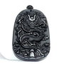 K0094 - Pandantiv, obsidian negru sculptat, dragonul imperial, 55x37mm REZERVAT
