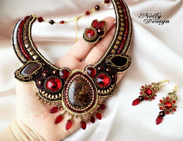 REZERVAT - 'Secret Passion' - Set elegant cu jasp, cristale Swarovski, agate