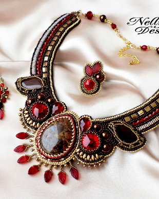 Secret Passion - Set elegant cu jasp, cristale Swarovski, agate