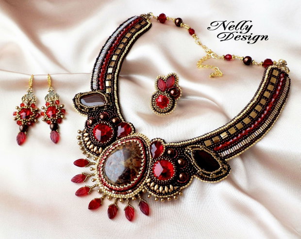 REZERVAT - 'Secret Passion' - Set elegant cu jasp, cristale Swarovski, agate