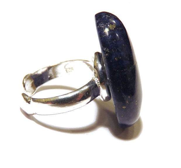 Inel deosebit din Argint 925 si Lapis lazuli oval - IN475 - Inel albastru cu piatra mare, inel reglabil din pietre semipretioase