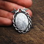Baza pandant  - ovala - argintie - interior 25 x 18 mm