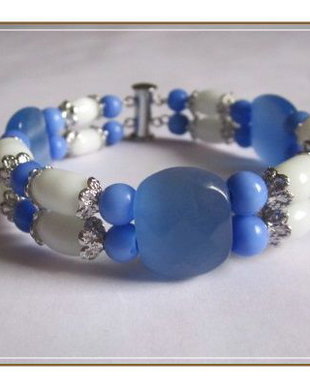 BRATARA- CAT'S EYE ALB SI BLEU