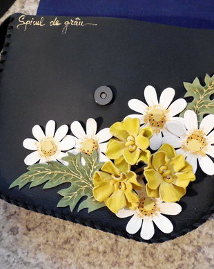 Geanta "Crossbody" handmade unicat- Black Symphony