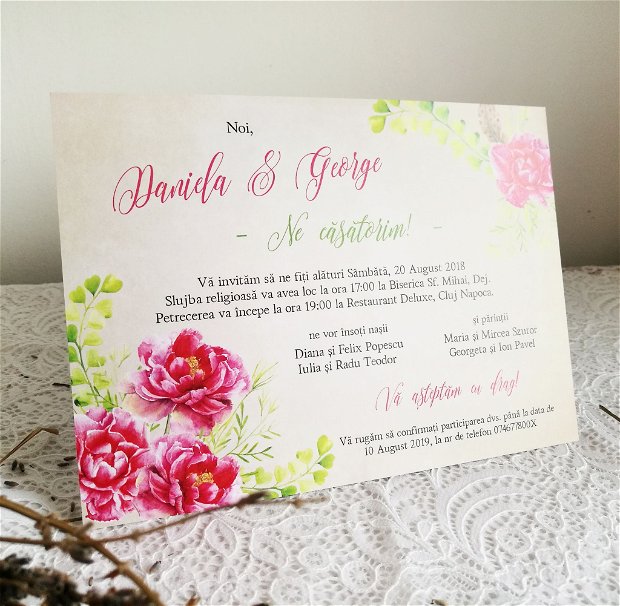 Invitatie nunta  Spring Peonies, invitatie rustica, invitatie flori, invitatie flori, natura