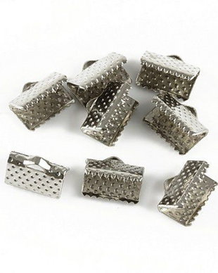 (10 bucati) Capat snur argintiu inchis 10mm (10x8x6mm)