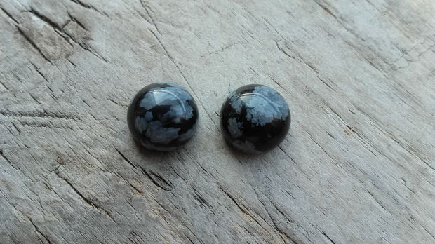 Set 2 cabochoane obsidian 10 mm CADOU