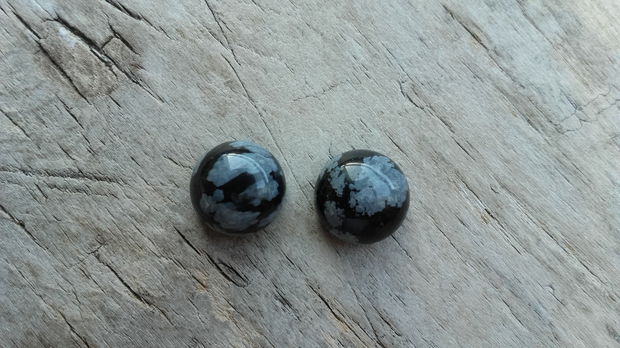 Set 2 cabochoane obsidian 10 mm CADOU