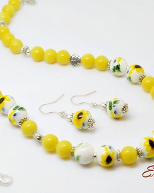 Set ceramica/floral/galben